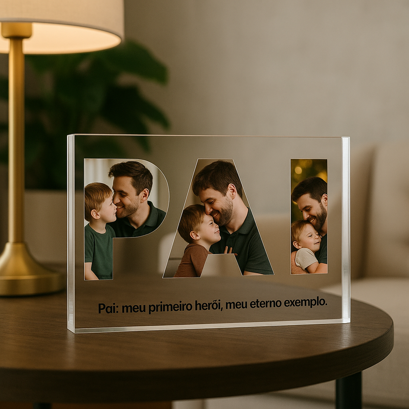 Porta Retrato de Acrílico PAI Personalizado – Presente Criativo e Exclusivo